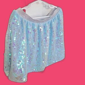 Disney Frozen Girl's Blue Shimmery Elastic Waist Skort with Sequins Size 12